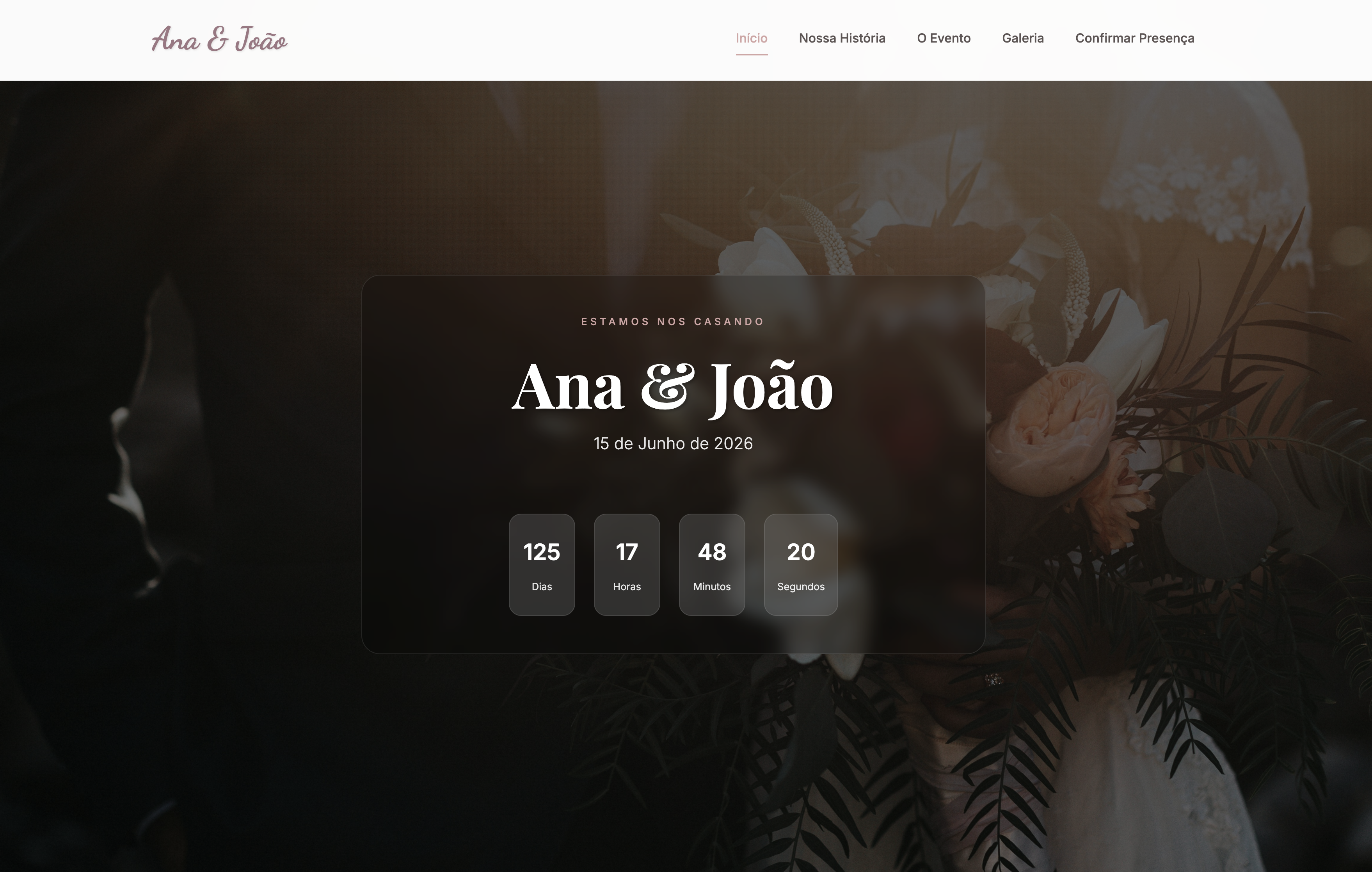 Convite digital interativo de casamento - Ana e João