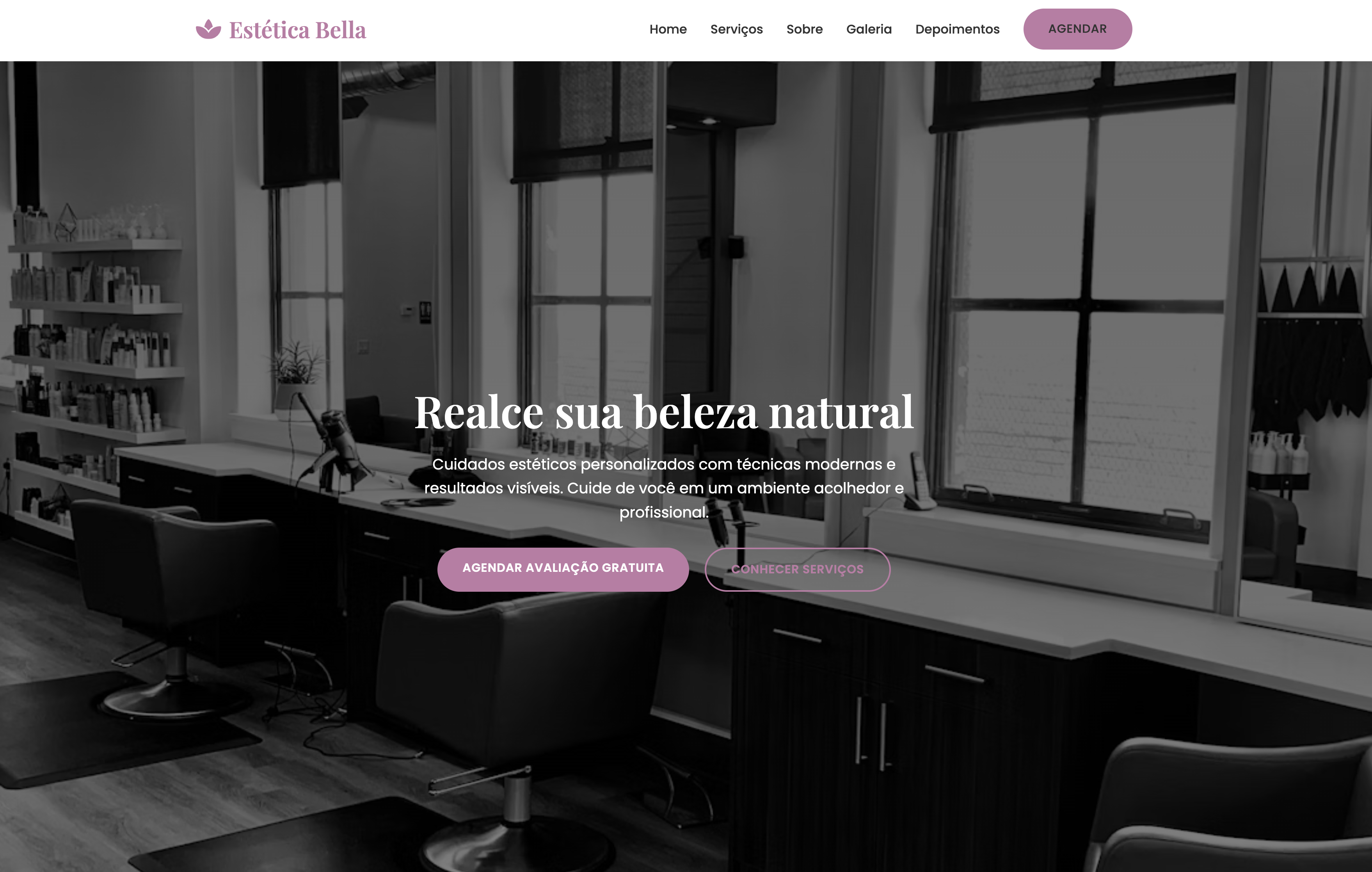 Site institucional para estúdio de beleza - Estetica Bella